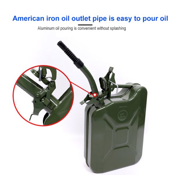 EUBUY 20L Green Metal Jerry Can Store Container with Fixed Spout for Petrol Oil Water Alcohol - Image 5