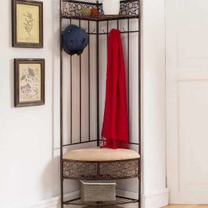 Copper Metal Corner Hall Tree Bench