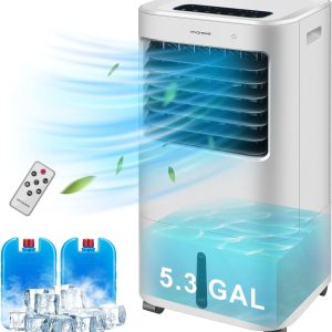 SPECSTAR Evaporative Air Cooler 600CFM with 5.3 GAL Water Tank Cooling Fan Humidifier with LED Display and Remote Control Ice Box for Indoor Home Office