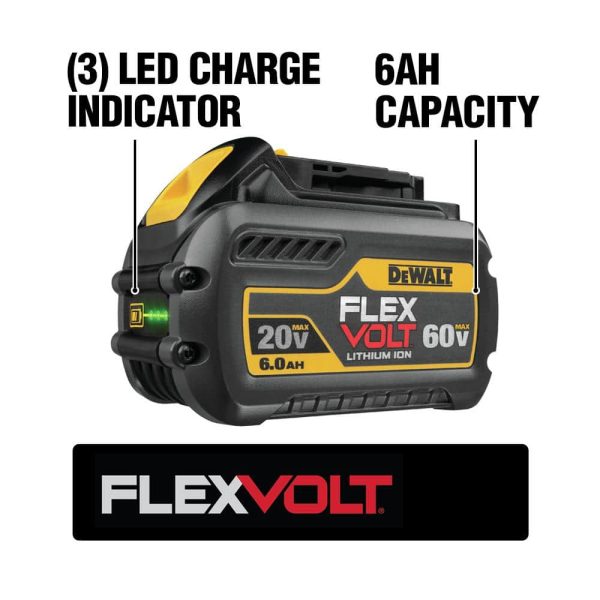 FLEXVOLT 20V/60V MAX Lithium-Ion 6.0Ah Battery Pack DCB606 - Image 3
