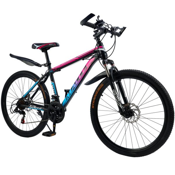 ARTUDATECH 24 26 27.5 Inch Mountain Bike, 24 Speeds with V/Disc Brakes High-Carbon Steel Frame Mens Womens Mountain Bike, Front Suspension MTB Bicycle for Adult & Teenagers - Image 3
